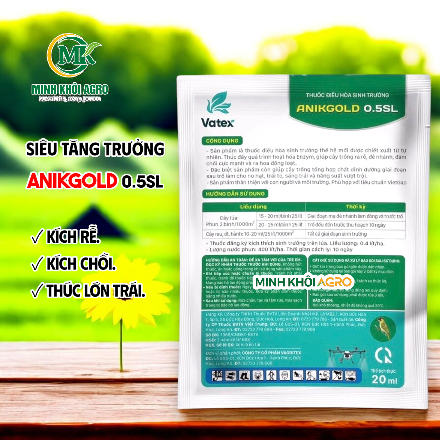Thuốc điều hòa sinh trưởng AnikGold 0.5SL - Gói 20ml